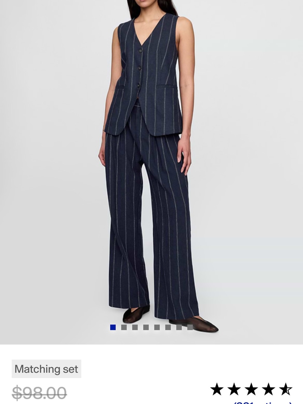 GAP Navy Pinstripe Wide-Leg Pants
